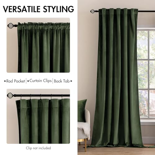 MIULEE Velvet Curtains 52x84 inches 2 Panels Olive Green Blackout Curtains - color: Olive Green, size: 52"W x 84"L (Pack of 2)