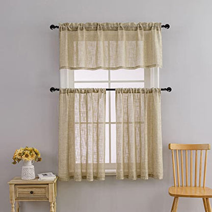 Beda Home Linen Textured Curtain Valance Kitchen Living Room-Taupe 52Wx18L - color: Taupe, size: 52"W x 18"L (Pack of 1)