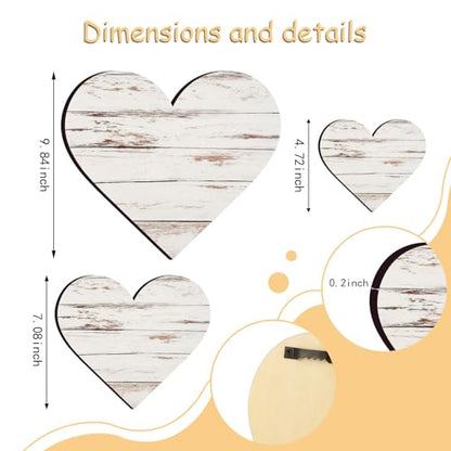 Jetec 3 Pcs Wood Heart Wall Decor Farmhouse Plaque, Simple - style: Minimalist