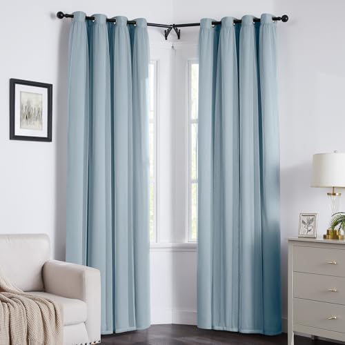 100% Blackout Curtains for Bedroom, Double Layer Blue 63" L - color: Celestial Blue, size: 52"W x 63"L (Pack of 2)