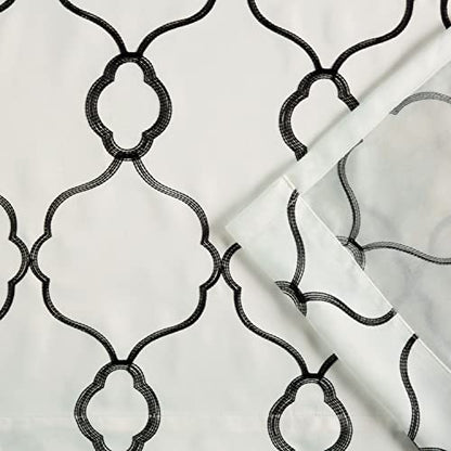 Exclusive Home Belmont Embroidered Room Darkening Blackout Grommet Top Curtain Panel Pair, 52"x96", Winter Black - color: Winter/Black, size: 52"W x 96"L (Pack of 2)