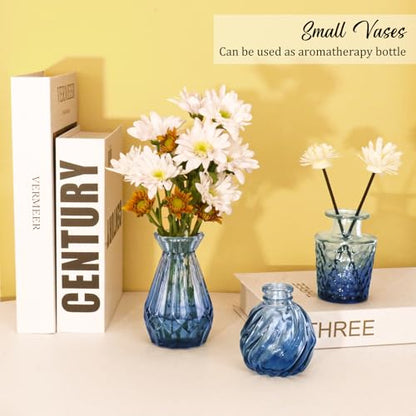 Set of 36 Glass Bud Vases Small Flower Vases for Centerpieces(Blue) - color: Blue