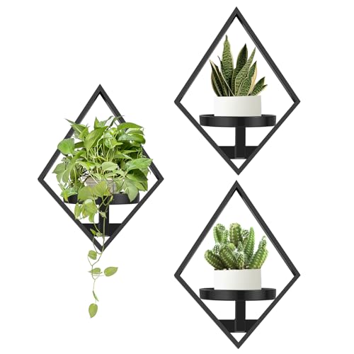 Sbosbo Wall Plant Holder, 3 Pack Metal Floating Shelves Indoor, Window Sill Plant Shelf for Bedroom Bathroom Living Room Home Office - size: 3 Pack