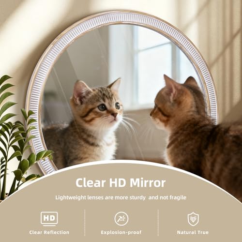 36 Inch Large Round Wood Mirror, Farmhouse Bathroom Mirrors for Wall - color: B - 36 in