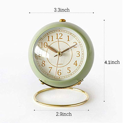 SHISEDECO Small Tableclock Classic Non-Ticking Tabletop Alarm Clock,Green ﻿ - color: Green