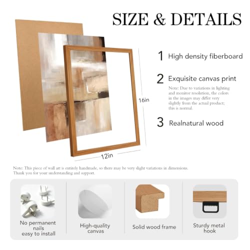 LYYGLYY 3Pcs Wood Framed Abstract Brown Canvas Wall Art 12x16 Inches - color: Wood Frame Abstract Brown, size: 12x16 Inches