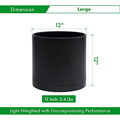 D'vine Dev Plastic Planter Pot with Saucer, 12 in, Black, 74-X-B-3 - color: Matte Black, size: 12"