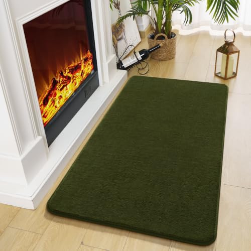 Amearea Modern Washable Runner Rugs, 2x4 Olive Green Bedroom Runner Rug - color: Olive Green, size: 2' x 4' (Runner)