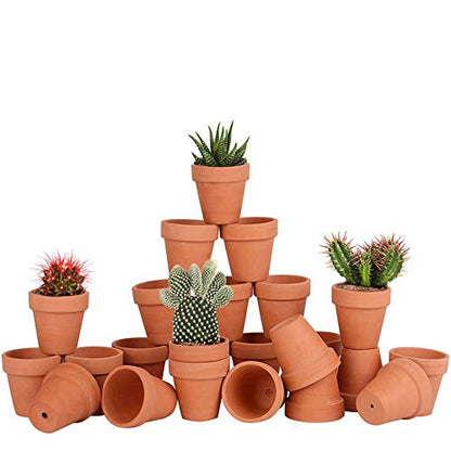 FCFKUK 24pcs Mini Clay Pots, 2.5'' Terracotta Pottery Planters, Cactus Flower Succulents Nursery Pots, with Drainage Hole, for Indoor/Outdoor - color: Red