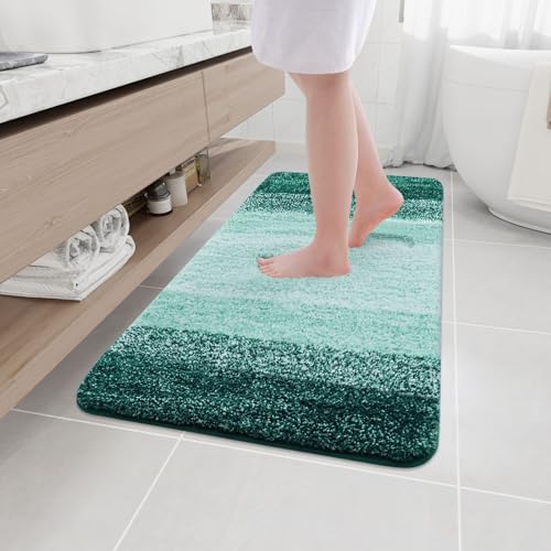 Arotive Microfiber Bathroom Rugs, Shaggy Soft Absorbent Bath Rug, 44x24 - color: Dark Green, size: 44" X 24"