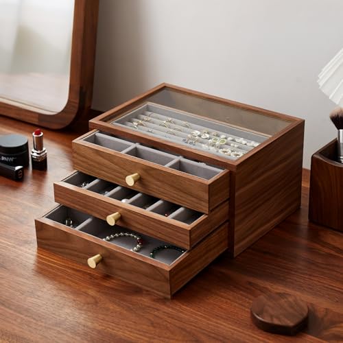 Black Walnut Jewelry Organizer, 3 Layer - size: 3 Layer
