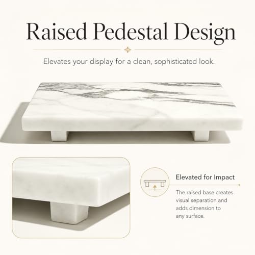 White Marble Pedestal Stand for Vanity & Bathroom - color: White Marble-9.84 in