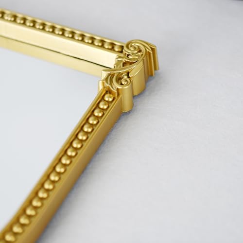 Small Gold Plastic Arched Makeup Mirror (10.6x8.6 inch) - color: Gold