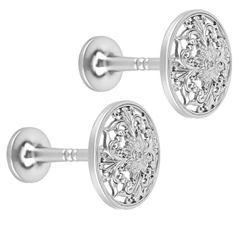 Lewondr Curtain Holdbacks, Set of 2, Silver - color: Silver