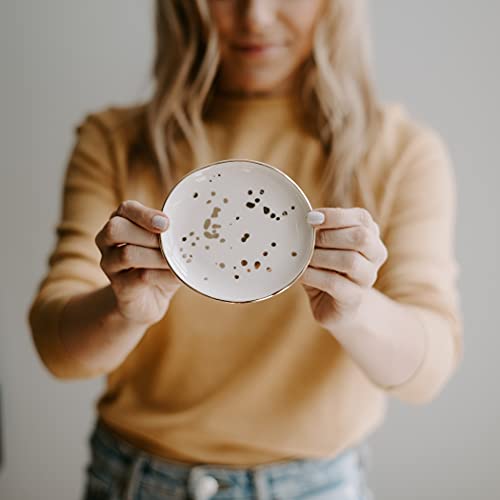 Sweet Water Decor Ring Dish Engagement - Ceramic Wedding Ring Dish for Bridal Shower - Ring Dishes for Women with White & Gold Speckled Decorative - Elegant Ring Dish Holder & Jewelry Organizer - style: Modern