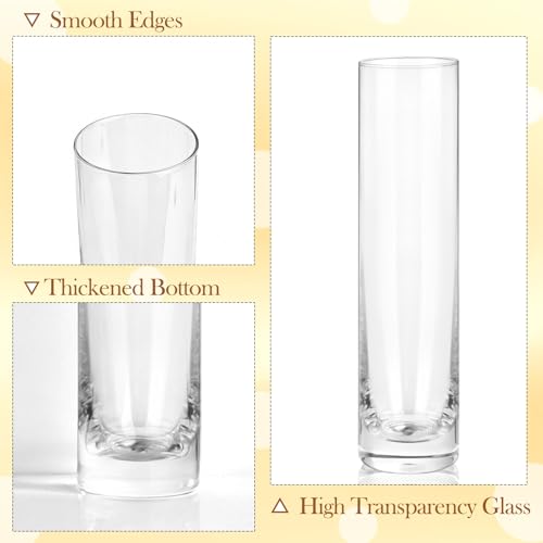 Set of 16 Glass Cylinder Bud Vases for Centerpieces, 7.5”H x 1.8”W