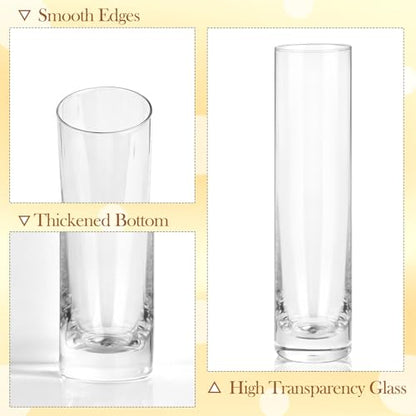 Set of 16 Glass Cylinder Bud Vases for Centerpieces, 7.5”H x 1.8”W