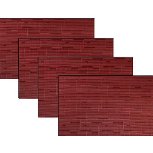 PIGCHCY Placemats,Washable Durable Vinyl Woven Table Mats,Elegant Heat Resistant Placemats for Dining Table Set of 4 (18 x 12 inches,Burgundy Red) - color: C: Red Burgundy, size: 4 Placemats