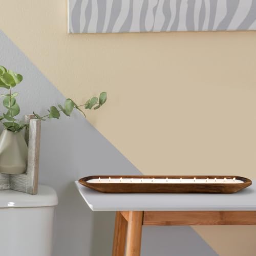 Gerrii 30 Inch Wooden Dough Bowl, Farmhouse Candle Centerpiece