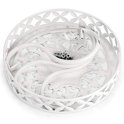OwnMy White Metal Round Plant Stand Indoor Outdoor Iron Flower Pot Holder - color: White