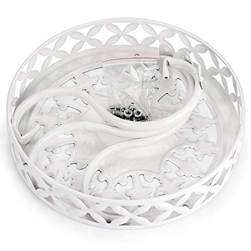 OwnMy White Metal Round Plant Stand Indoor Outdoor Iron Flower Pot Holder - color: White