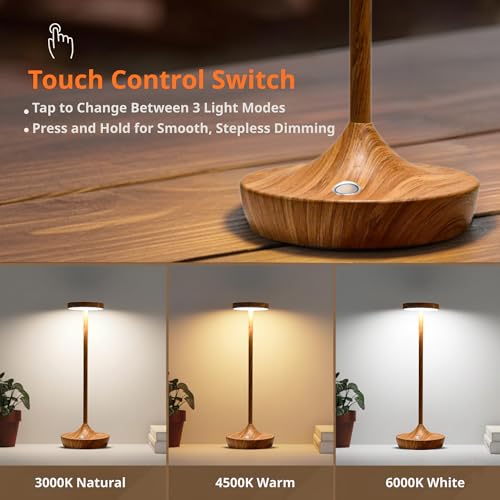 2 Pack Cordless Table Lamps, Rechargeable 6000mAh, 72H Runtime, Waterproof - color: Bamboo Pattern