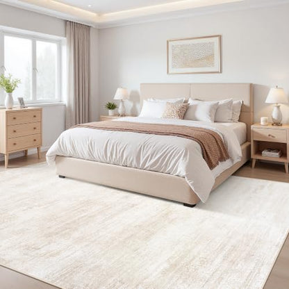 Tosuoka Area Rugs 9x12 Living Room, Washable Abstract Large Rug Beige - color: Beige/Cream, size: 9' x 12' (Rectangular)