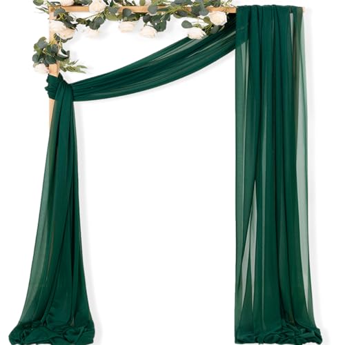 Sheer Wedding Arch Draping Fabric 29" x 20 FT 1 Panel Emerald Green - color: Emerald Green, size: 29"w x 240"l (Pack of 1)