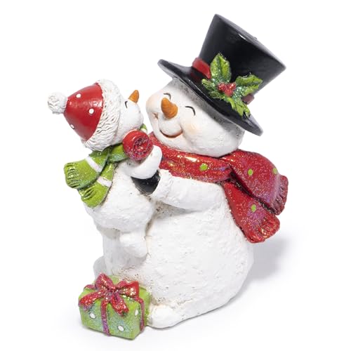 Hodao Christmas Snowman Figurine Decorations, Joyful Holiday Home Decor - color: Red