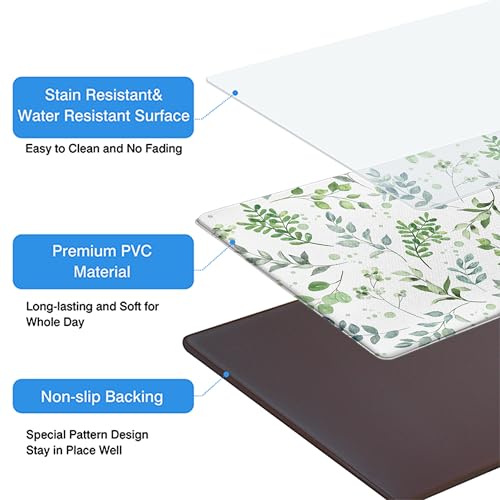 Kitchen Rugs for Floor 2 Pcs Memory Foam Padded Anti Fatigue Kitchen Mat - color: Sage