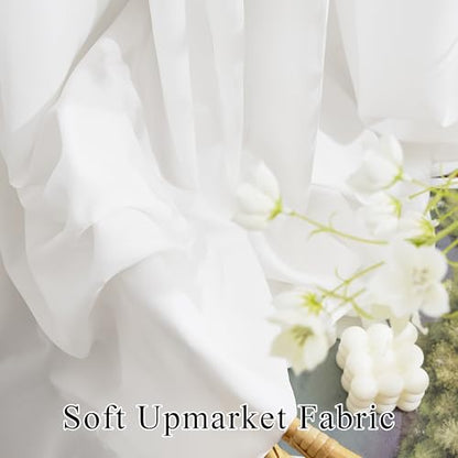 NICETOWN Non-See-Through Sheer Bathroom Curtains, Off White, W52xL45 - color: Off White, size: 52"W x 45"L (Pack of 2)