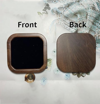Wooden Jewelry Tray Small Trinket Dish with Velvet Surface Rings Earrings Dish Necklaces Bracelet Organizer Display Tray for Dresser Drawer Tabletop Birthday Gift(Square) - size: Square-Walnut