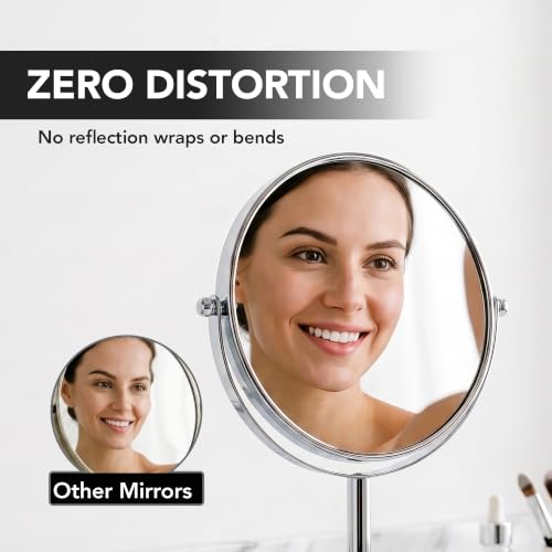 OVENTE 7" Tabletop Magnifying Makeup Mirror, Polished Chrome MNLCT70CH1X7X - color: Polished Chrome, size: 13.3"L x 6.5"W, style: Non-Lighted