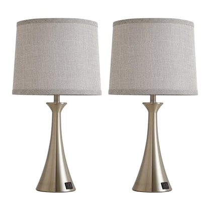 Touch Table Lamps Set of 2, 21" Bedside Lamps with USB C+A, Silver - color: Silver 2pcs
