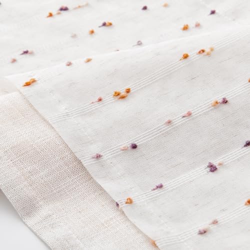 jinchan Kitchen Valance Curtain Double Layers, 50x16, 1 Panel, Amber Bloom - color: Double | Dottie Amber Bloom, size: 50"W x 16"L (Pack of 1)