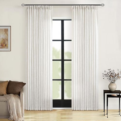 Cream Ivory Linen Curtains 80 Inches Long 2 Panels Pinch Pleated Natural - color: Natural, size: 40"W x 80"L (Pack of 2)