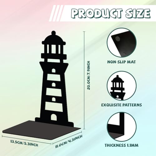 Peacoblue 5.3"x4.3"x7.9" Metal Bookends, Heavy Duty Book Ends for Shelves - style: Lighthouse