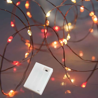 QBIS Battery Operated Halloween Lights, 40 LEDs, Red Orange Yellow, 6.5ft - size: 1PK-40 Red,Orange,Yellow