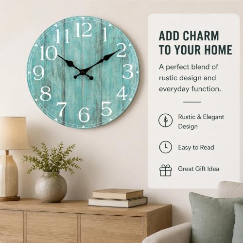 8 Inch Wall Clock, Silent Battery Operated Analog Clock, Teal - color: C-teal, size: 8"