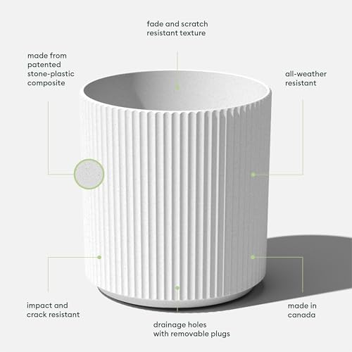 Veradek Demi 20 in. Round White Plastic Planter DMV20W - color: White, size: 20 inch