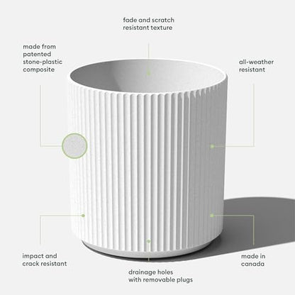 Veradek Demi 20 in. Round White Plastic Planter DMV20W - color: White, size: 20 inch