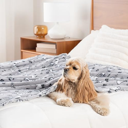 Berkshire Blanket Peanuts® VelvetLoft® Cute Character Snoopy Plush Throw Blanket,Peanuts Poses and Paws Grey,Throw 55 in x 70 in (Official Peanuts® Product) - color: Peanuts Poses and Paws Grey, size: Throw (55 in x 70 in)