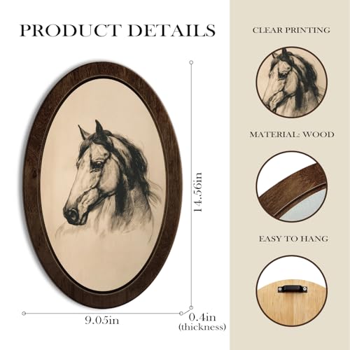 YZSLA Vintage Farmhouse Horse Framed Wall Art, Horse Room Decor - color: Horse