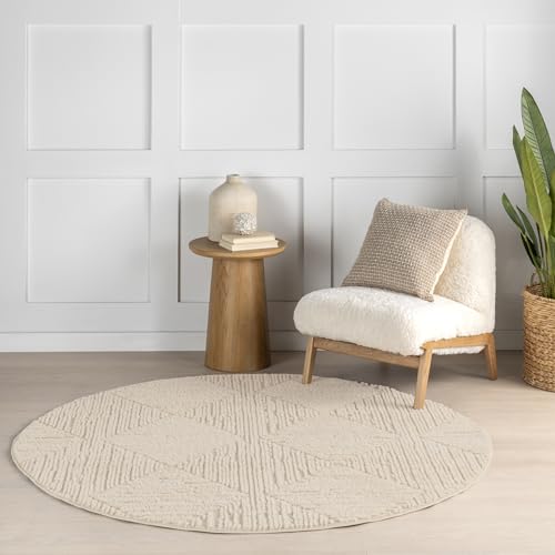 nuLOOM Kerry Beige Geometric Power Loomed Area Rug, 6' Round - color: Kerry Beige, size: 6' (Round)