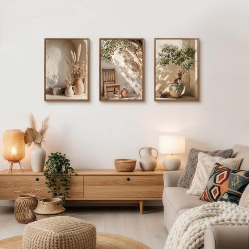 3 Pcs Framed Wabi Sabi Wall Art Neutral Earth Tone Canvas Prints 16x24 inch - color: Neutral Earth Tone, size: 16"x24"x3Pcs