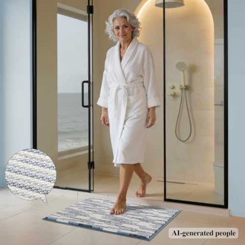 BSICPRO Bathroom Rugs Sets 2 Piece, Modern Bath Mat 20"x32"+16"x24", Blue - color: Blue and White, size: 20" x 32" Plus 16" x 24"
