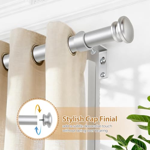 TONIAL Curtain Rods for Windows, 32 to 58 Inch, Silver, Single Drapery Rod - color: Silver, size: 32-58"
