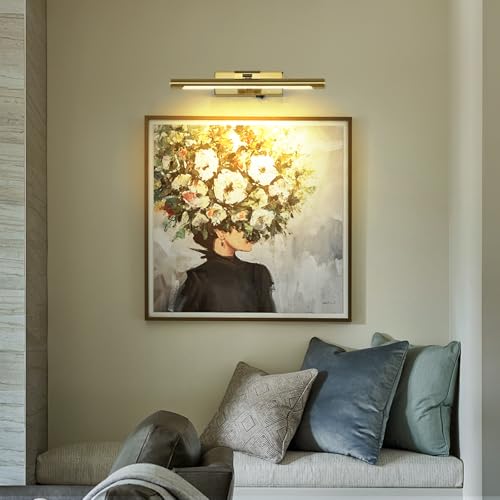 12.6 Inch Gold Picture Light Battery Operated with Remote and Timer - color: Gold, size: 12.6 In