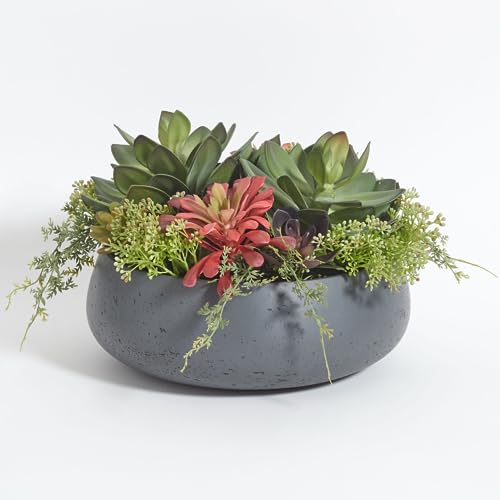 CG Hunter, Faux Succulent Arrangement, Grey, Home Decor - size: 14" Round Grey
