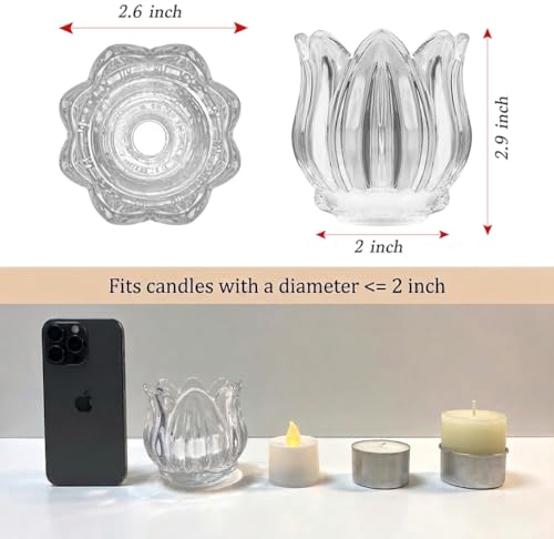 Tulip Votive Candle Holders Set of 12, Glass, Clear - color: Clear - Set of 12